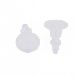 Clear Silicone Ear Nuts, Earring Backs, for Stud Earring Making, Clear, 11x8x8mm, Hole: 0.7mm