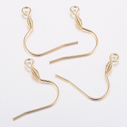 Golden 304 Stainless Steel Earring Hooks, with Horizontal Loop, Golden, 21x21x2.5mm, Hole: 2.5mm, 20 Gauge, Pin: 0.8mm
