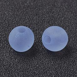 Light Sky Blue Transparent Acrylic Beads, Round, Frosted, Light Sky Blue, 4mm, Hole: 1mm, about 14000pcs/500g