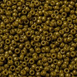 (RR4491) Duracoat Dyed Opaque Spanish Olive MIYUKI Round Rocailles Beads, Japanese Seed Beads, 8/0, (RR4491) Duracoat Dyed Opaque Spanish Olive, 3mm, Hole: 1mm, about 19000~20500pcs/pound
