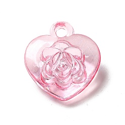 Pink Прозрачные акриловые подвески, сердце с розовым шармом, на день Святого Валентина, розовые, 23x21x11 мм, отверстие : 2.5 мм, Около 300 шт / 500 г