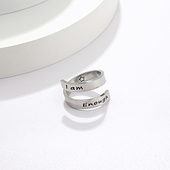 Stainless Steel Color Stainless Steel Cuff Rings, Word, Stainless Steel Color, 4mm