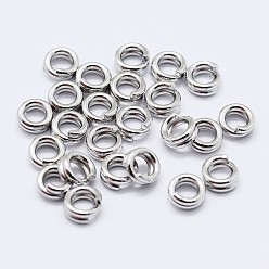 Platinum Rhodium Plated 925 Sterling Silver Split Jump Rings, Double Loop Jump Rings, Round Rings, Platinum, 6x2mm, Inner Diameter: 4mm