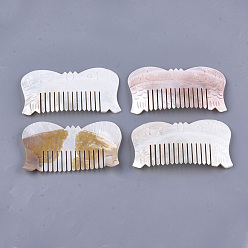 Seashell Color Freshwater Shell Combs, Fish, Seashell Color, 110~112x61~62x4~5mm