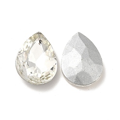 Clear Glass Pointed Back Rhinestone, Back Plated, Faceted, Teardrop, Clear, 18x13x6mm