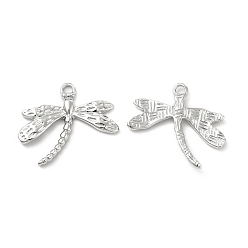 Real Platinum Plated Brass Pendants, Dragonfly Charm, Real Platinum Plated, 20x23.5x2.5mm, Hole: 1.8mm