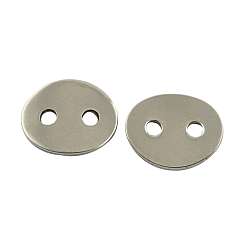 Stainless Steel Color Stainless Steel Buttons, 2-Hole, Oval, Stainless Steel Color, 14x12x2mm, Hole: 2mm