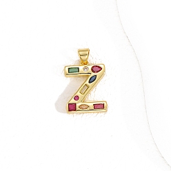 Letter Z Латунные микро проложить кубического циркония подвески, письмо амулеты, Письмо Z, 24x15 мм