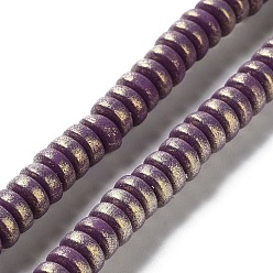 Purple Spray Painted Handmade Polymer Clay Beads Strands, for DIY Jewelry Crafts Supplies, Disc, Purple, 7x3mm, Hole: 2mm, about 112~123pcs/strand, 14.92~15.94 inch(37.9~40.5cm)
