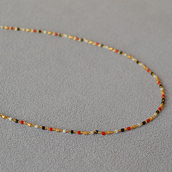 Red series short 39+5cm extension chain Ожерелье ручной работы из импортных рисовых бусин - мило, художественный, ретро, нежный, минималистский, короткий.