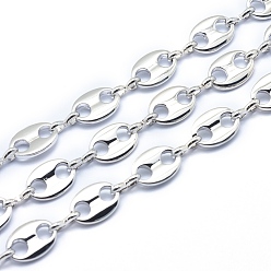 Real Platinum Plated Brass Chains, Unwelded, Lead Free & Cadmium Free & Nickel Free, Oval, Real Platinum Plated, 11x8x1.5mm