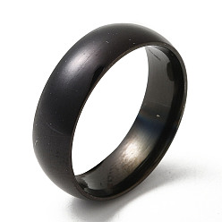 Black Ion Plating(IP) 304 Stainless Steel Flat Plain Band Rings, Black, Size 8, Inner Diameter: 18mm, 6mm