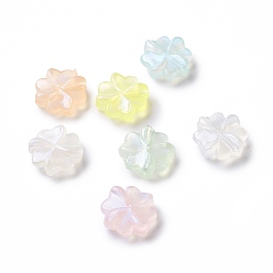 Mixed Color Luminous Acrylic Beads, Glitter Beads, Glow in the Dark, Four Leaf Clover, Mixed Color, 15.5x16x5mm, Hole: 2mm, about 740pcs/500g