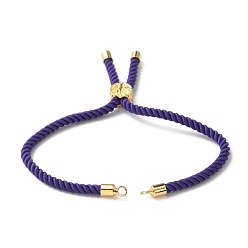 Розовато-лиловый Изготовление браслетов из хлопка, с латунной фурнитурой , плоские круглые с дерева жизни, реальный 18 k позолоченный, розовато-лиловый, 8-5/8 дюйм (22 см), отверстие : 2 мм