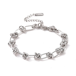 Stainless Steel Color 304 Stainless Steel Knot Link Chain Bracelet for Men Women, Stainless Steel Color, 7 inch(17.8cm)