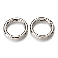 Platinum Zinc Alloy Spring Gate Rings, O Rings, Platinum, 35x5mm, Inner Diameter: 25mm