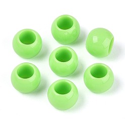 Зеленый газон Непрозрачные акриловые бусины, круглые, зеленый газон, 12x9.8 мм, отверстие : 6.5 мм, Около 850 шт / 500 г