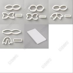 Белый 4 коробки 4 стили пластиковые формы, инструмент для керамики и глины своими руками, материалы для изготовления бантов, белые, 28.5x77.5x12 мм, 1 коробка / стиль