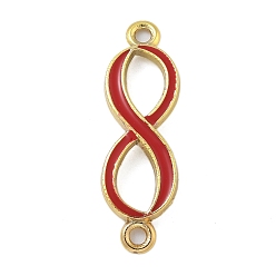 Красный Стойка покрытие латунь эмаль 8 фигурные соединители подвески, реальный 18 k позолоченный, долговечный, без кадмия и без свинца, красные, 33x10x3.5 мм, отверстие : 2 мм