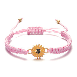 Pink Handmade Sunflower and Daisy Couple Bracelet, Fashionable Handcrafted Friendship Bracelet