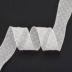 Old Lace 20 Yards Polyester Mesh Ribbon, Pleated Polka Dot Ribbon for Wedding, Gift, Party Decoration, Old Lace, 1-5/8 inch(42mm), about 20.00 Yards(18.29m)/Roll
