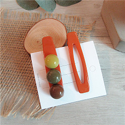 A set of orange bean-shaped cushions Cute Heart-shaped Colorful Hair Clip Set for Girls - Lovely, Bangs Clip, Xuan Ya Style.