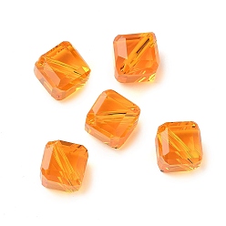 Темно-Оранжевый Стекло k9 стекло, имитация Австрийские кристаллические шарики, граненые, квадратный, темно-оранжевый, 6x6x6 мм, отверстие : 1 мм
