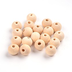 Moccasin Natural Unfinished Wood Beads, Round Wooden Loose Beads Spacer Beads for Craft Making, Lead Free, Moccasin, 10mm, Hole: 2mm