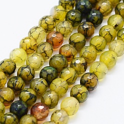 Yellow Faceted Natural Agate Beads Strands, Dyed & Heated, Round, Yellow, 6mm, Hole: 0.5mm, about 63pcs/strand, 14.4 inch(36.5cm)