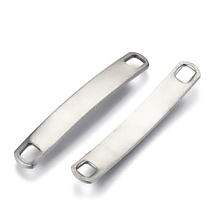Stainless Steel Color 201 Stainless Steel Links Connectors, Stamping Blank Tag, Rectangle Oval, Stainless Steel Color, 33.5x5x3mm, Hole: 3x3mm