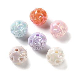 Mixed Color UV Plating Rainbow Iridescent Acrylic Beads, Nut, Mixed Color, 11mm, Hole: 2mm, about 666pcs/500g