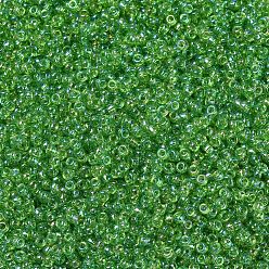 (RR259) Transparent Apple Green AB MIYUKI Round Rocailles Beads, Japanese Seed Beads, 11/0, (RR259) Transparent Apple Green AB, 2x1.3mm, Hole: 0.8mm, about 5500pcs/50g