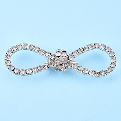 Silver Crystal Rhinestone Bowknot Lapel Pin, Creative Brass Badge for Backpack Clothes, Silver, 22x69.5x12mm, Pin: 0.6mm