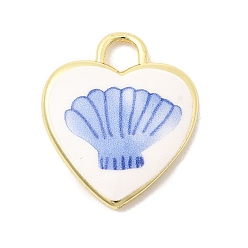 Shell Shape Латунные подвески с принтом, сердце прелести, долговечный, реальный 18 k позолоченный, формы раковины, 19x16x3 мм, отверстие : 3x3 мм