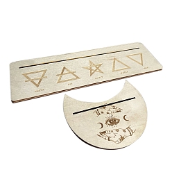 Eye Wooden Tarot Card Display Stands, Tarot Holder for Divination, Tarot Decor Tools, Moon with Rectangle, Eye, 250x75mm & 125x104mm