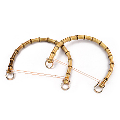 Golden Bamboo Bag Handles, with Alloy Clasps, for Bag Straps Replacement Accessories, Golden, 20x13x1.4cm