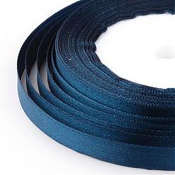 Midnight Blue High Dense Single Face Satin Ribbon, Polyester Ribbons, Midnight Blue, 1/4 inch(6~7mm), about 25yards/roll, 10rolls/group, about 250yards/group(228.6m/group)
