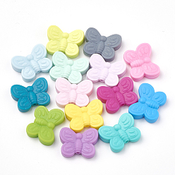 Mixed Color Food Grade Eco-Friendly Silicone Focal Beads, Chewing Beads For Teethers, DIY Nursing Necklaces Making, Butterfly, Mixed Color, 20x25x6mm, Hole: 2mm