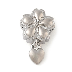 Платина Латунные подвески, цветок с подвесками в виде сердечек, долговечный, без свинца и без кадмия, платина, 13x8x4.5 мм, отверстие : 1.2 мм