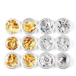 Golden & Silver Gold & Silver Foil Nail Art Tinfoil Stickers Decals, For Nail Tips Decorations, Golden & Silver, 7cm, about 12 box/set
