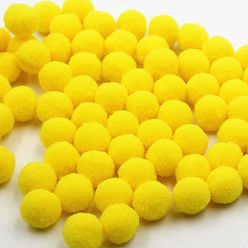 Yellow DIY Doll Craft Polyester High-elastic Pom Pom Ball, Round, Yellow, 2cm, 100pcs/bag