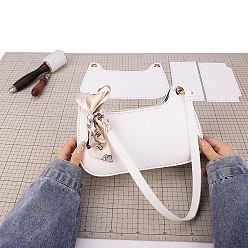 White PU Imitation Leather Purse Making Kits, including Fabrics and Metal Findings, White, Finish Product: 26x17x6cm