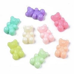 Mixed Color Opaque Acrylic Beads, Bear, Mixed Color, 18x11x7mm, Hole: 1.6mm