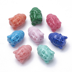Mixed Color Synthetic Coral Beads, Dyed, Buddha, Mixed Color, 15~16x12x12mm, Hole: 1.5mm