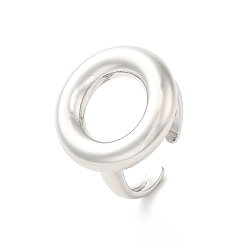 Platinum Brass Open Cuff Rings, Ring, Platinum, US Size 7 1/4(17.5mm)