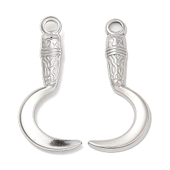 Stainless Steel Color 304 Stainless Steel Pendants, Sickle Charm, Stainless Steel Color, 28.5x12x2mm, Hole: 2mm