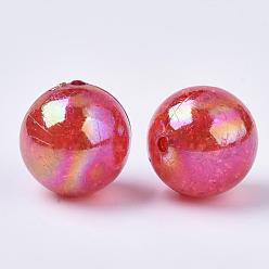 FireBrick AB Color Transparent Crackle Round Acrylic Beads, FireBrick, 20mm, Hole: 2.5mm, about 108pcs/500g