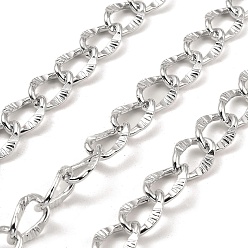 Platinum Aluminium Curb Chains, Unwelded, with Spool, Platinum, 15.5x10.5x1.8mm, about 32.81 Feet(10m)/Roll