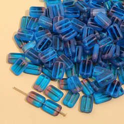Dodger Blue Czech Glass Beads, Rectangle, Dodger Blue, 12x8mm, Hole: 1.2mm