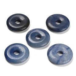 Синий Авантюрин Природные голубые авантюрин подвески, подвески в виде пончиков/пи-дисков, окрашенная и подогревом, 30x6.5 мм, отверстие : 7.5 мм